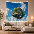 thumbnail image 1 of Massive Steampunk Airship with Which Serves Floating Village, Mystical Fantasy for Space Lovers, Galaxy Room Decor, Housewarming Gift, Tapestry Wall Hanging for Bedroom and Dorm, 1 of 7
