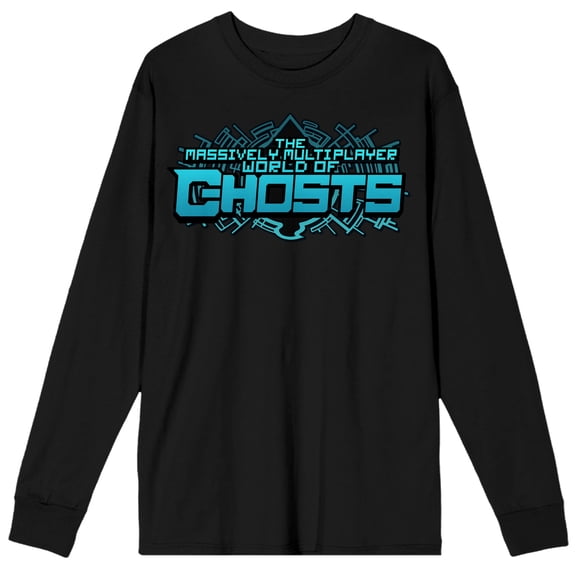 Massively Multiplayer World of Ghosts Title Logo Adult Black Long Sleeve Tee-Small