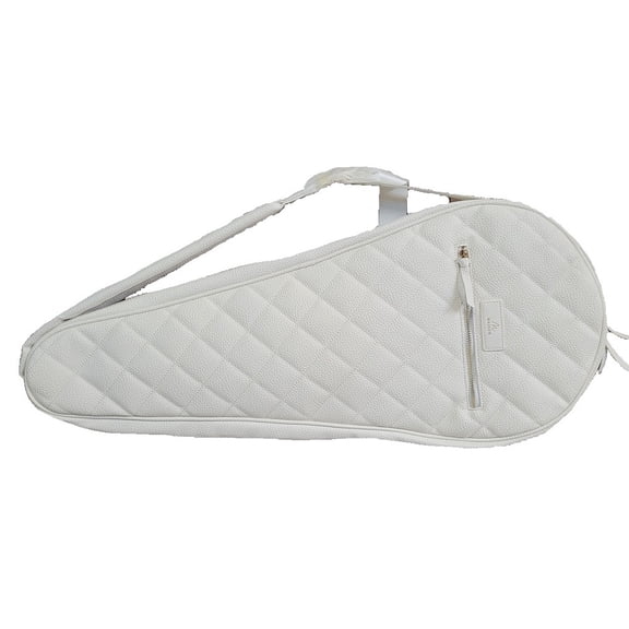 Masson Single Sleeve White Leather Racket Bag with Gold Accents