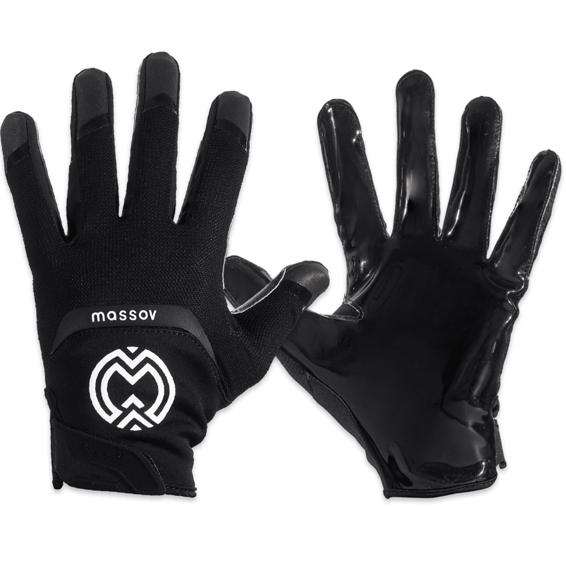 Massov EVO2 Youth Football Glove, Child Receiver Glove, Jet Black, Extra Small