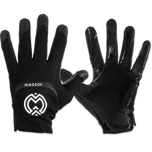 Massov EVO2 Youth Football Glove, Child Receiver Glove, Jet Black, Large