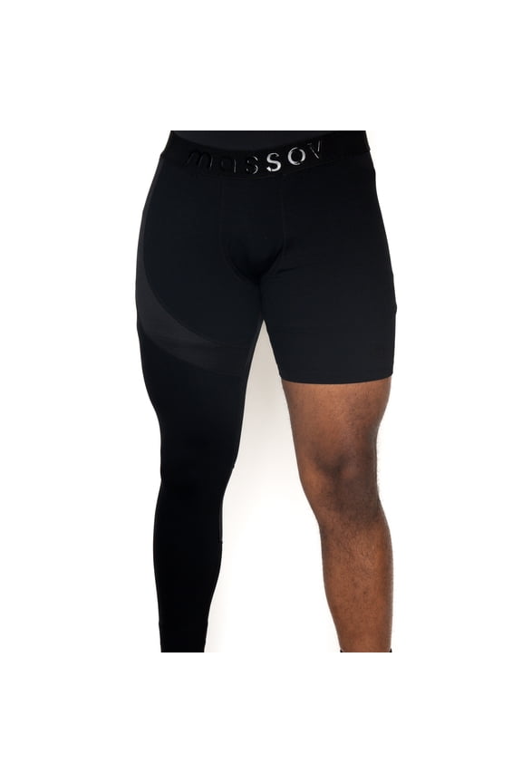 ProForm Men's Single Leg Athletic Tights (Right Leg Long), Night Black, Small