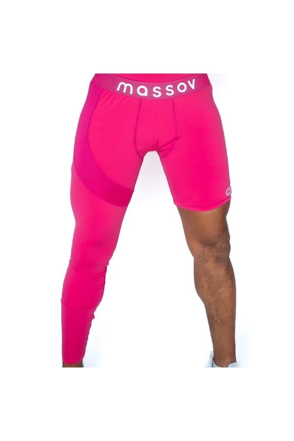 ProForm Men's Single Leg Athletic Tights (Right Leg Long), Pink, Medium