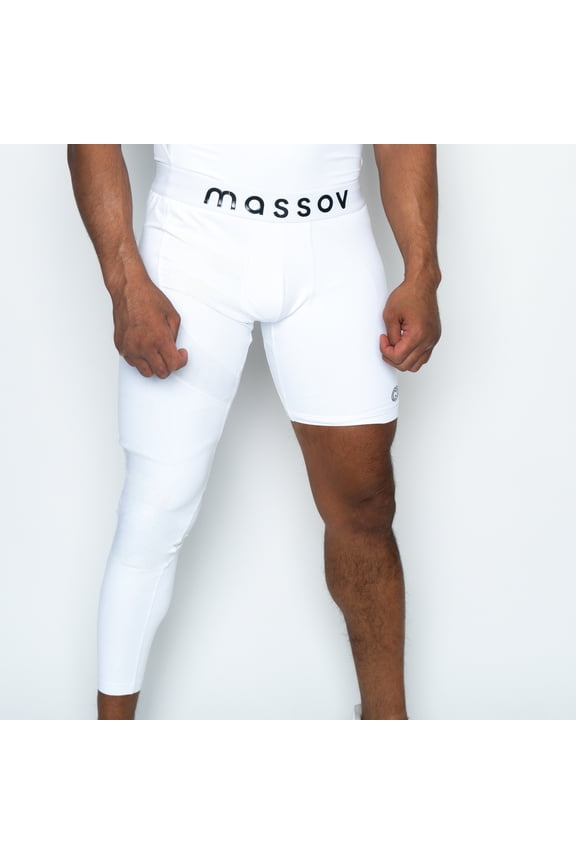 ProForm Youth Boy's Single Leg Athletic Tights (Left Leg Long), Pearl White, Small