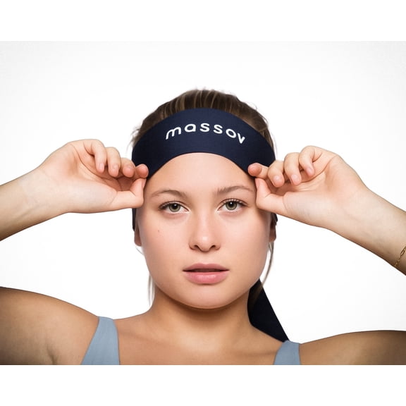 Massov Unisex Head Wrap with Tie, Adjustable Headband, Navy, for Men and Women