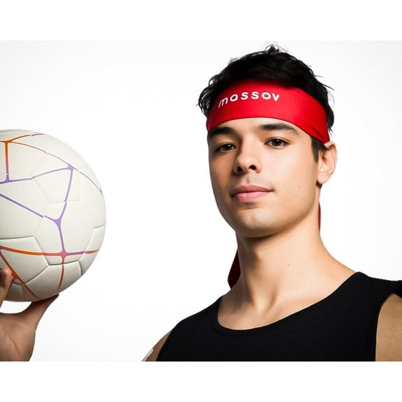 Massov Unisex Head Wrap with Tie, Adjustable Headband, Red, for Men and Women