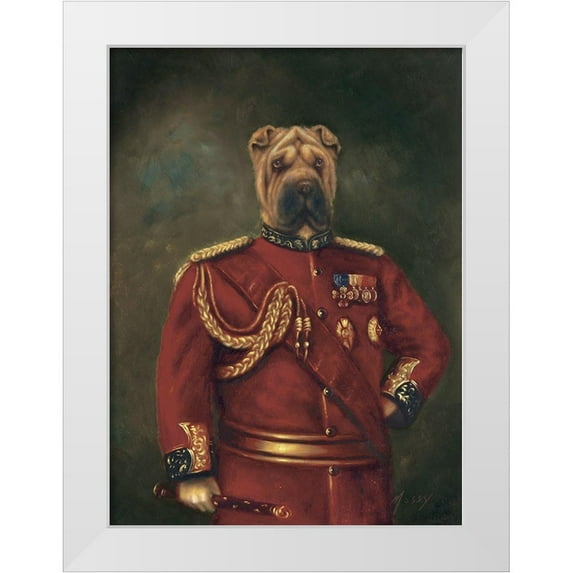 Massy, 11x14 White Modern Wood Framed Museum Art Print Titled - Major-General Woof