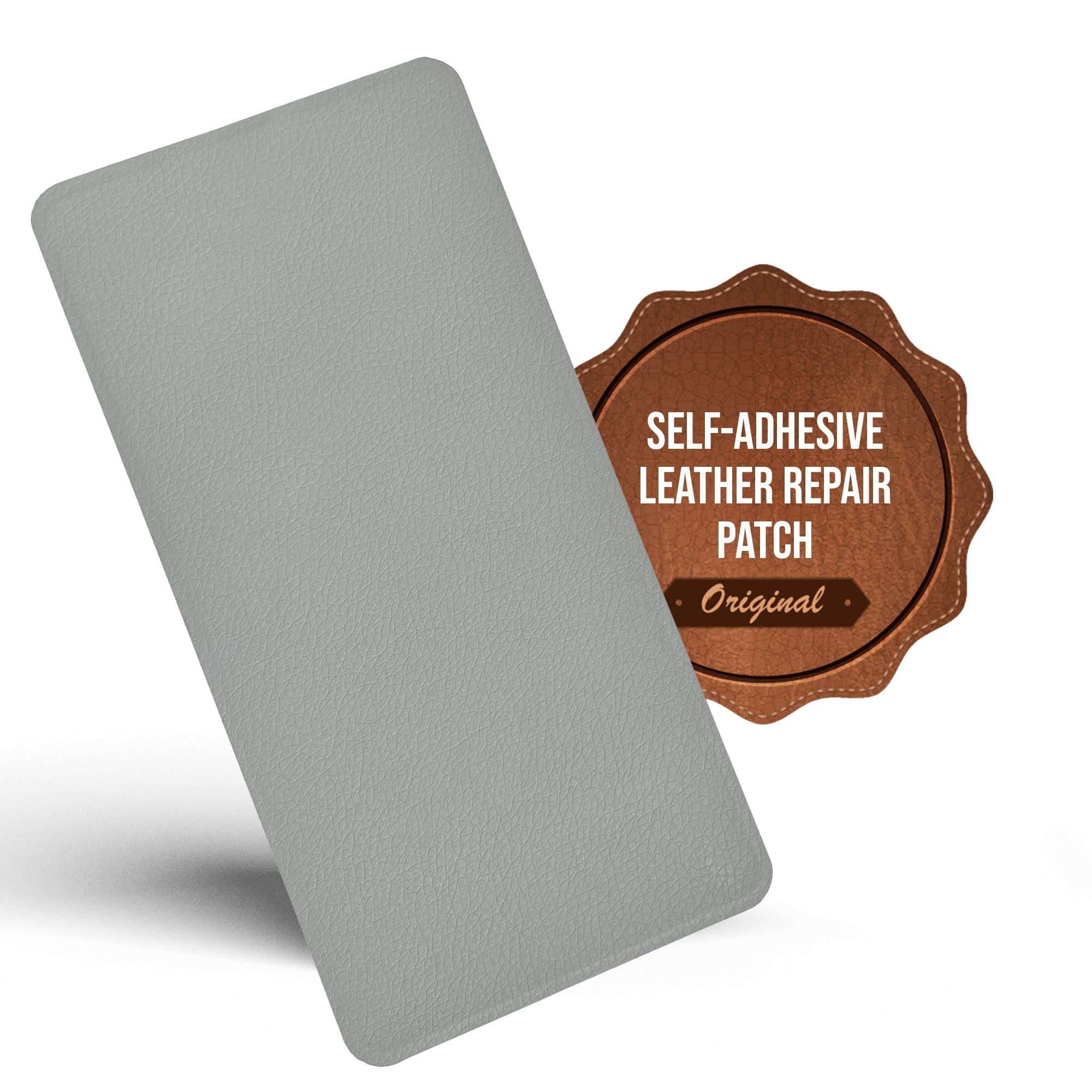 MastaPlasta Self-Adhesive Premium Leather Repair Patch. Light Gray 8in x 4in (20 x 10 cm). Instant Upholstery Quality Patch for Sofas, Car Interiors, Bags, Jackets, Vinyl & More