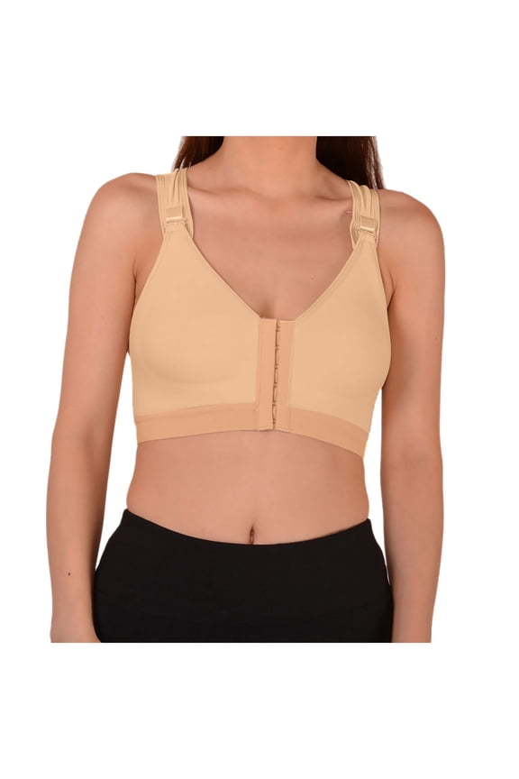 Mastectomy Bras for Women Compression Post Op Surgery Bra Wireless Front Closure Surgical Recovery Everyday Bra with Adjustable Straps