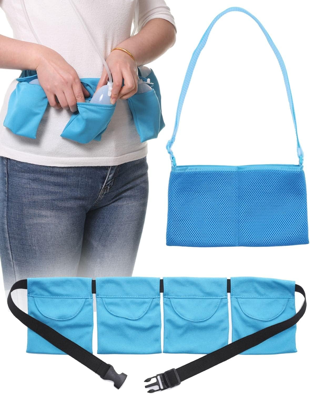 Mastectomy Drain Holder 4 Drain Pouches with Shower Bag, Adjustable