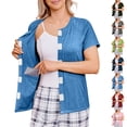 thumbnail image 1 of Mastectomy Shirts with Drain Pockets Post Shoulder Surgery Tops for Women Chemo Port Short Sleeve with Velcro Red S, 1 of 9