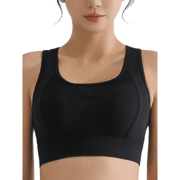 Mastectomy Sports Bra for Women,Wirefree Pocket Bra for Prosthesis, High Support, Breathable Activewear,Black,2XL