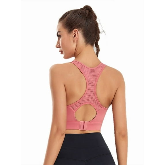 Mastectomy Sports Bra for Women,Wirefree Pocket Bra for Prosthesis, High Support, Breathable Activewear,Pink,L