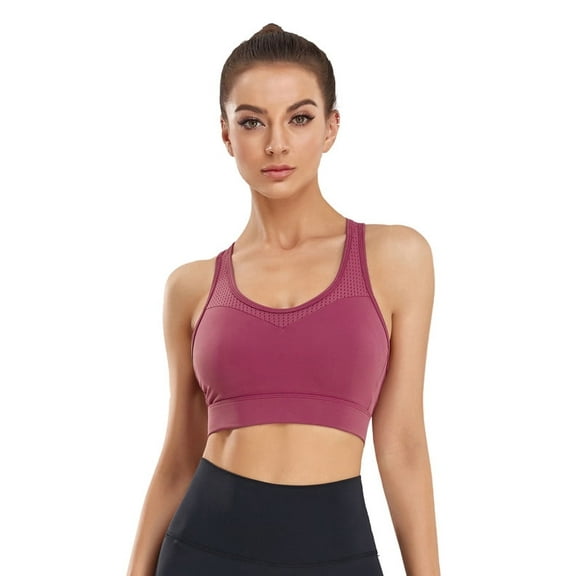 Mastectomy Sports Bra for Women,Wirefree Pocket Bra for Prosthesis, High Support, Breathable Activewear,Red,L