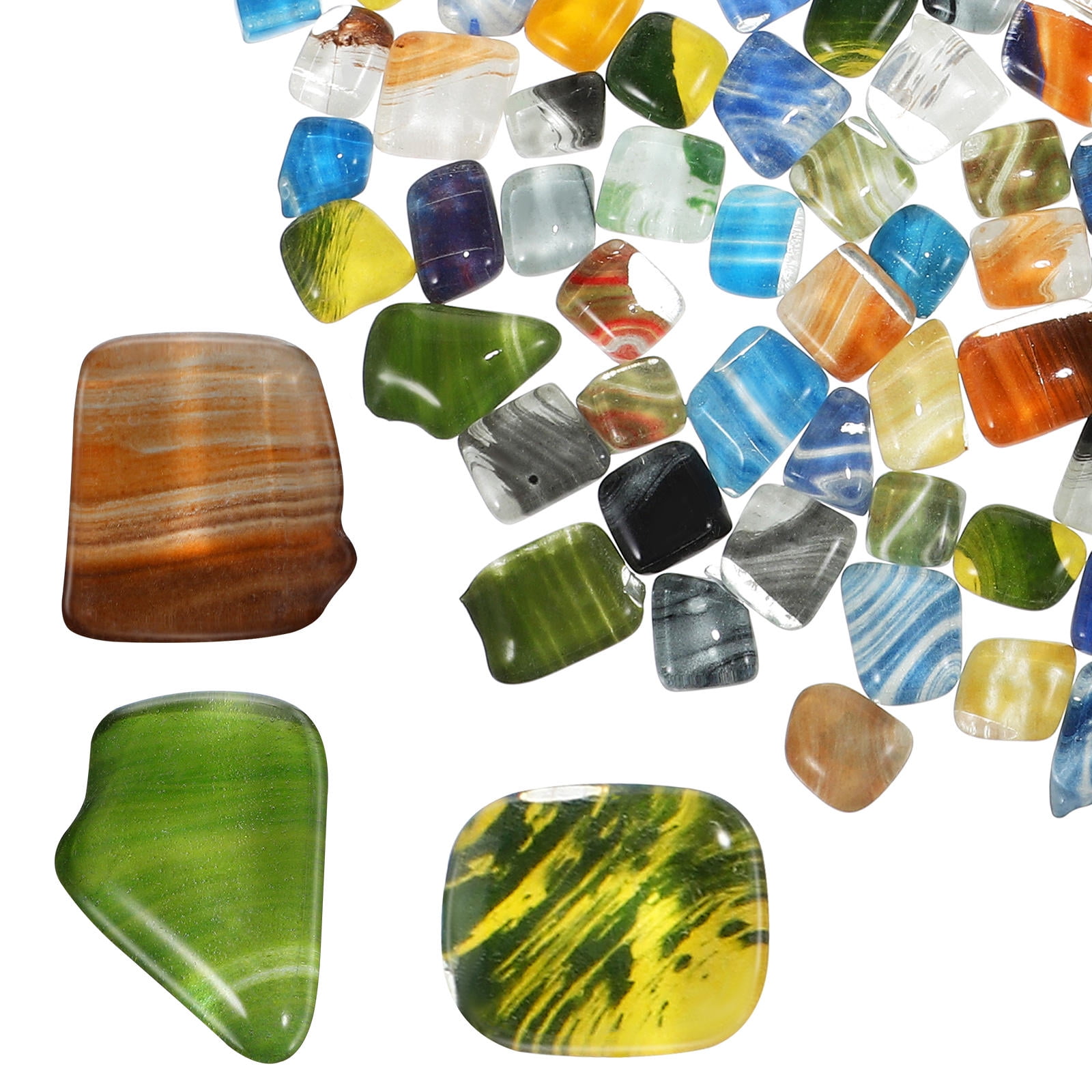 Masteelf 1 Bucket Crystal Glass Mosaic Tiles for Crafts with Assorted Colors and Convenient Storage Kit