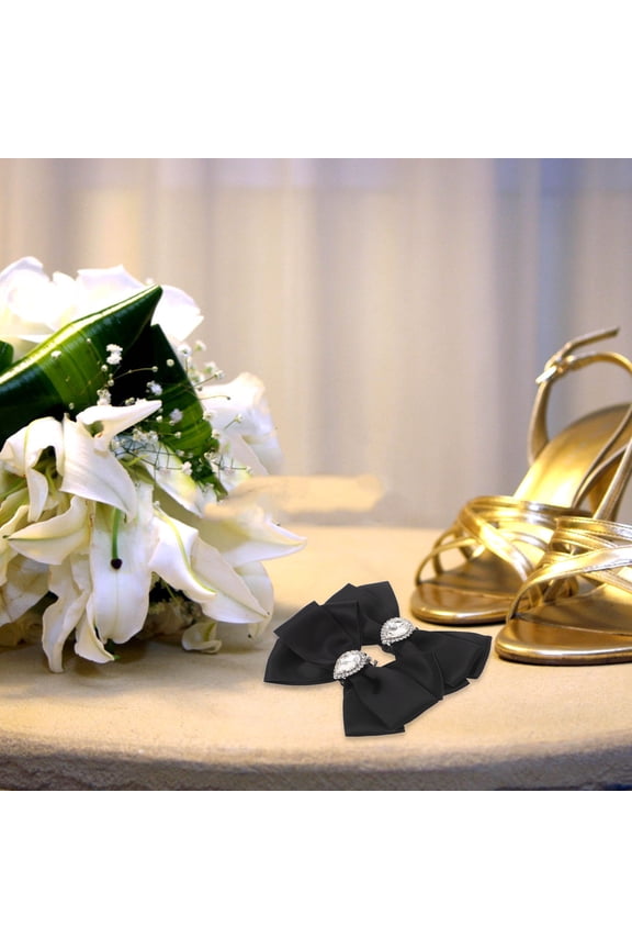 1 Pair Bow Shoe Clips Rhinestone Bow Shoe Clips For Women High Heels Wedding Party Shoe Decorations Elegant Crystal Shoe Accessories