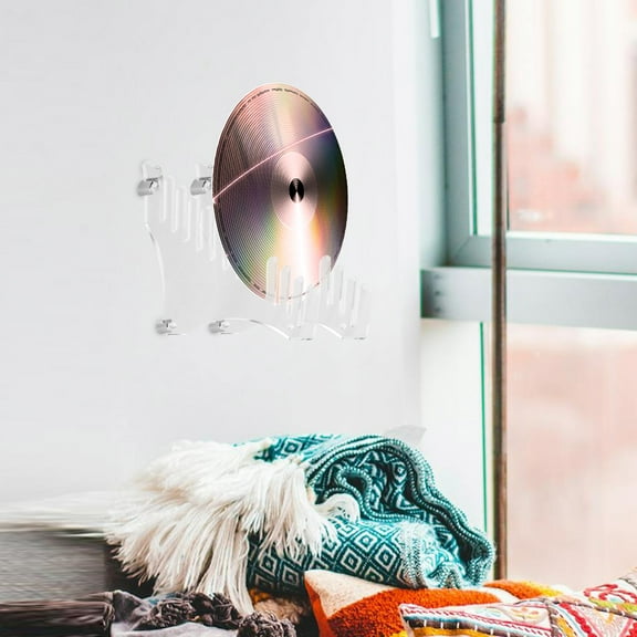 Masteelf 1 Pair Clear Acrylic Vinyl Record Wall Mounted Record Shelf Display Holder for CD Collection