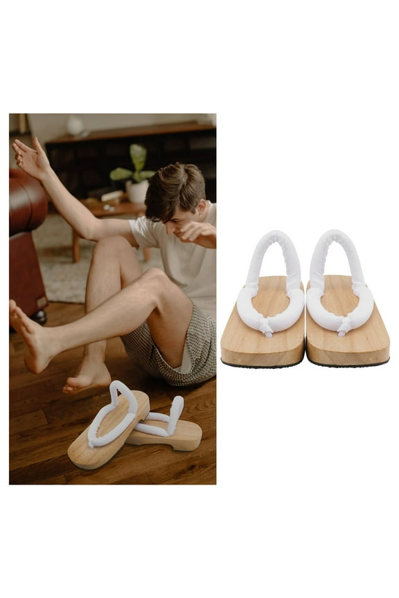 Masteelf 1 Pair Japanese Clogs For Women Wood Comfortable White 6.5US