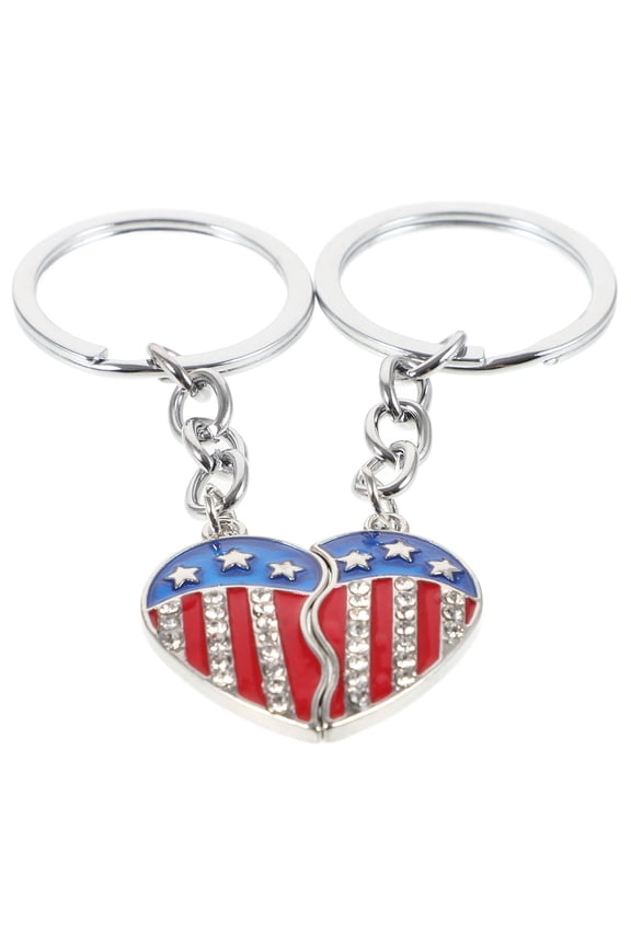 1 Pair Metal Keychains American Flag Keyrings Purse Hanging Decorative Pendants