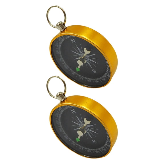 Masteelf Portable Mini Compass with Key Ring for Outdoor from Aluminum Alloy Golden Color