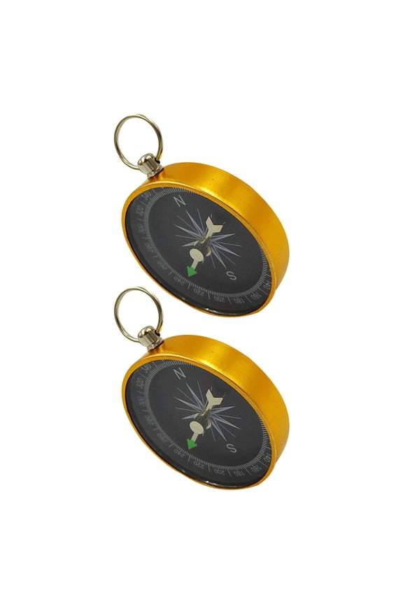 Portable Mini Compass with Key Ring for Outdoor from Aluminum Alloy Golden Color