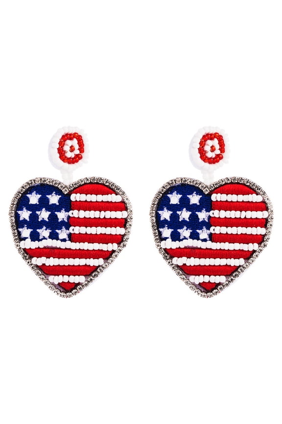 1 Pair Patriotic Earrings Usa Flag Design Multi Color For Women Independence Day Party