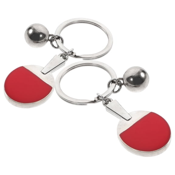 Masteelf 1 Pair Table Tennis Racket Keychain Sports Backpack Pendant Zinc Alloy Key Ring Purse Decoration Bag Hanging Charm for Handbags