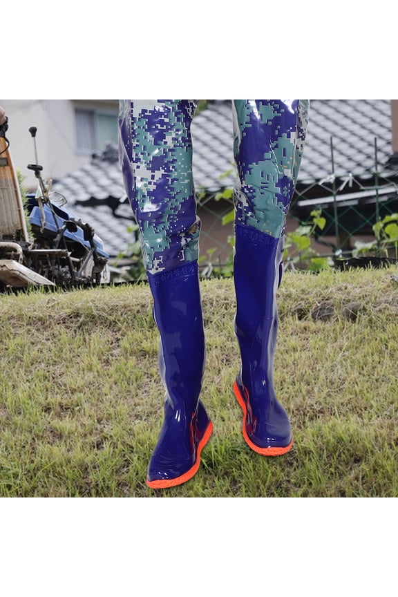 Masteelf 1 Pair Of Waterproof Pvc Wading Boots For Men, Non-Slip High Rain Boots, Outdoor Fishing And Hunting Waders, Breathable And Comfortable Size 44