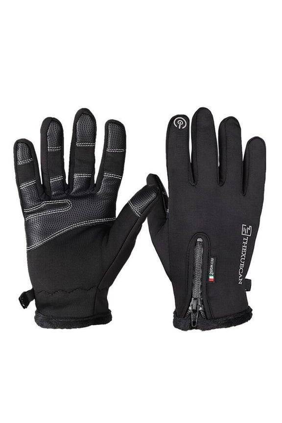 KALLORY Windproof Gloves, Compatible, Black, 1 Pair - Outdoor Winter Gloves for Men and Women