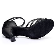 HEATSHAKING Satin High Heels Black Classic Design for Latin and Banquets 1Pair