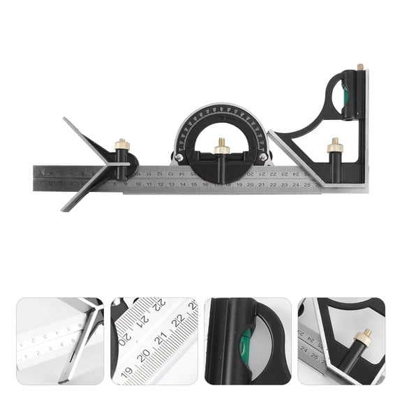 Masteelf 1 Set 3 in 1 Woodworking Angle Ruler Square Measurement Tool Silver