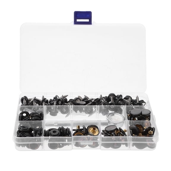 Masteelf 1 Set Black Fastener Screw Snaps Boat Canvas Cover Snap Button Cap Marine Grade Stainless Steel Screws Snap Setting Tool Kit for Furniture Canvas Fabric Boats