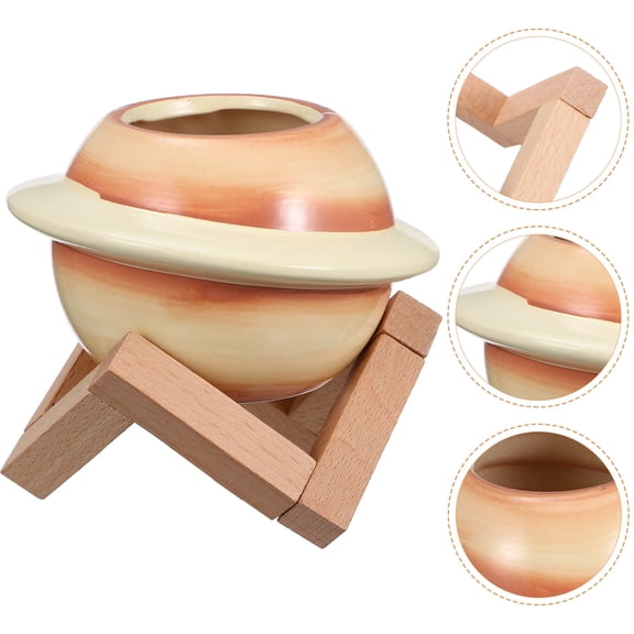 LOLIPPYY Khaki Ceramic Planet Flower Pot for Home Use Small Plants Container