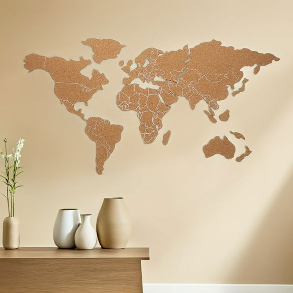Masteelf 1 Set Cork Board World Map Bulletin Board Walls Self Adhesive Travel Background With Pins Tracker Map Tiles For School Birthday Living Room Home