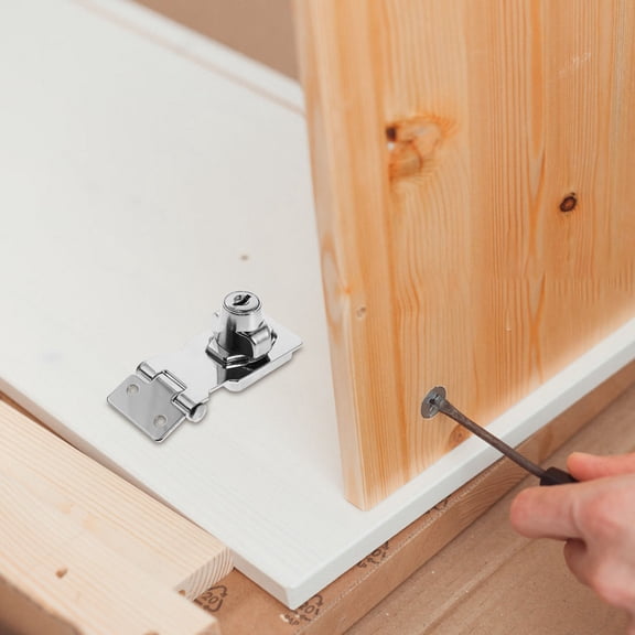 Masteelf 1 Set Keyed Hasp Lock Latch with Key for Cabinet Twist Knob Safety Lock with Mounting Screw