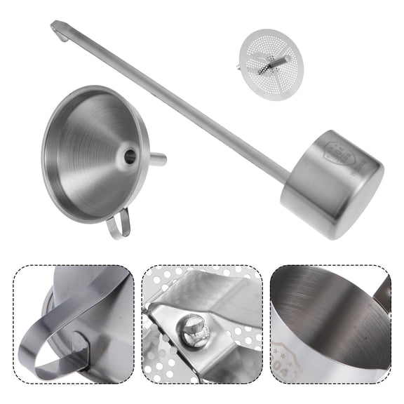 Masteelf Stainless Steel Kitchen Funnel Set with Ladle and Oil Wine Strainer for Cooking, Pouring, and Filtering