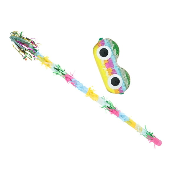 Masteelf 1 Set Pinata Paper Stick Paper Blinder Cosplay Prop Birthday Party Supplies Pinata Stick and Blindfold for Birthday Party Game