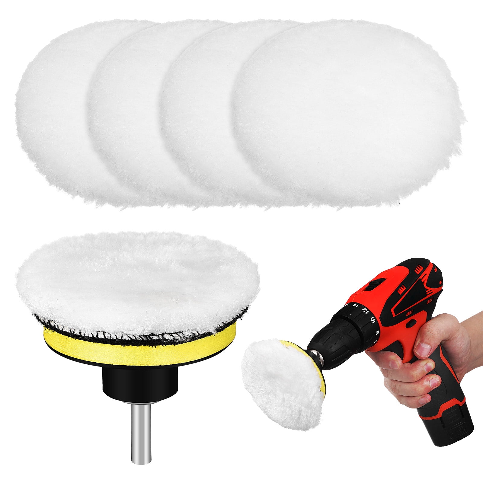 Masteelf 1 Set Polishing Buffing Pads Drill Buffer Attachment Artificial Wool Car Polishing