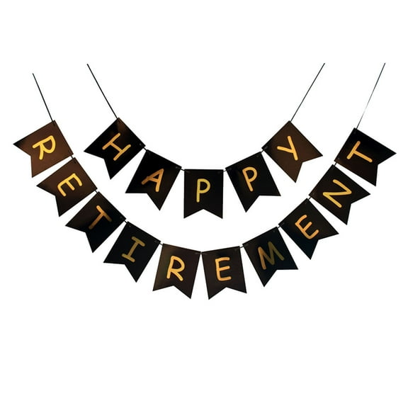 Masteelf 1 Set Retirement Paper Photo Banners Glitter Letter Printing Flag Set Photo Bunting Party Layout for Retirement Party ( Pattern)