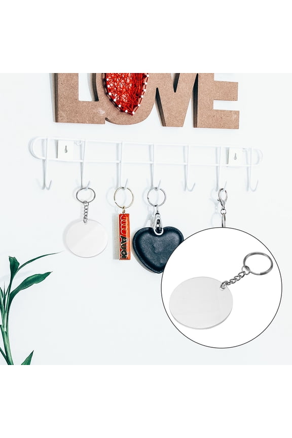 Masteelf Transparent Round Acrylic Keychain and Keyrings Set for Crafts, Blank Clear Key Chain Accessories, 1 Set