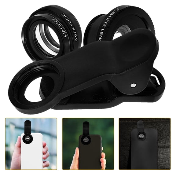 Masteelf 1 Set Universal 3 In 1 Wide Angle Macro Fisheye Lens Camera Mobile Phone Lens with Clip