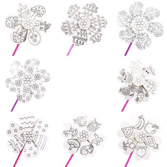 DIY Paper Windmills for Kids Play White Color 1 Set of 10pcs Perfect for Craft Gifts
