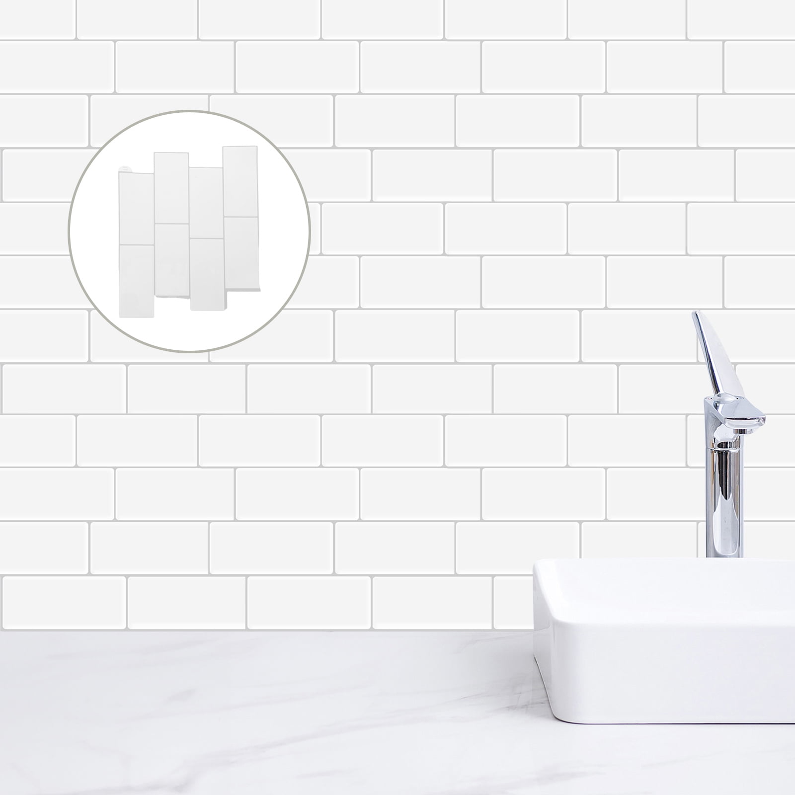 Masteelf 1 Sheet Of Self Adhesive Backsplash Peel And Stick Tile Backsplash Wall Tiles For Bathroom Peel And Stick White Tile Backsplash Peel And Stick For Kitchen Wall