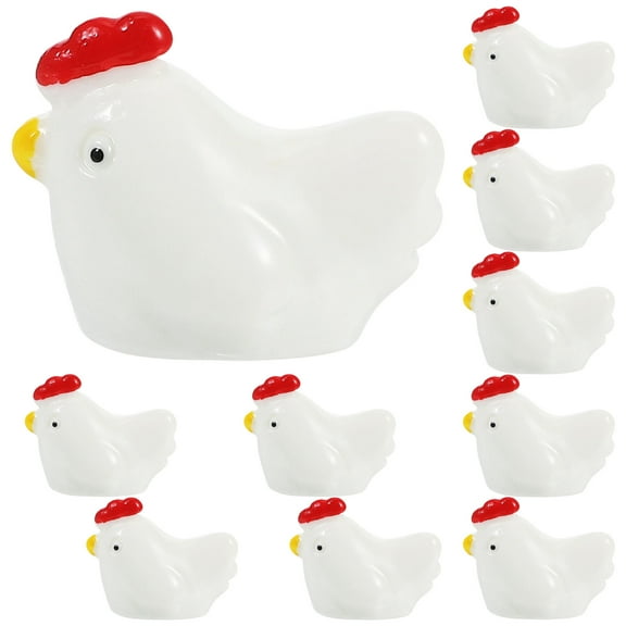 Masteelf 10 PCS Chicken Figurines Statue Mini Resin Chick 2.40X1.90X1.30CM White