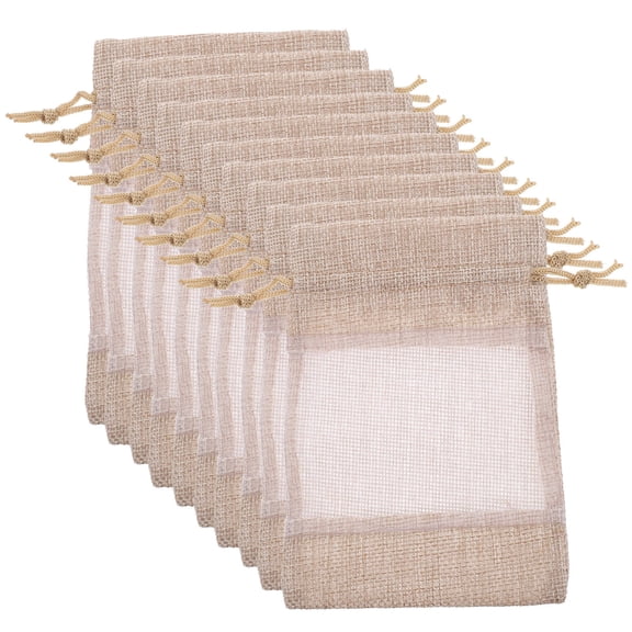 IDEANATEGRATE Drawstring Bags for Everyday Use Beige 10Pcs 5.5x3.9in