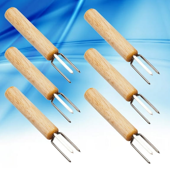 Masteelf 10 Pcs Brush Stainless Steel Barbecue Fork Convenient to Use BBQ Meat Forks