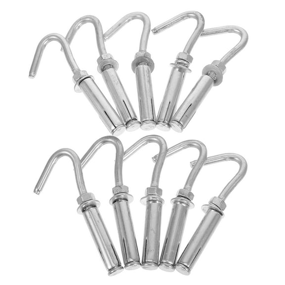 Masteelf  10 Pcs Expansion Hook Ceiling Hooks Ground Anchors Heavy Duty Silver