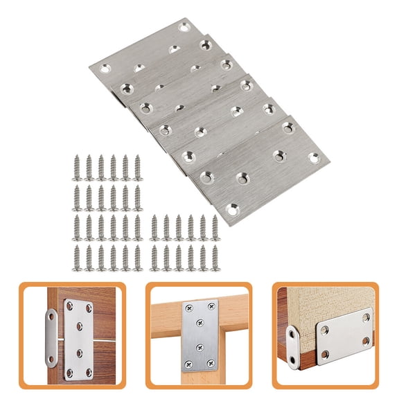 Masteelf 10 Pcs Flat Furniture Fixing Plate Angle Bracket Iron Corner Brace Plates