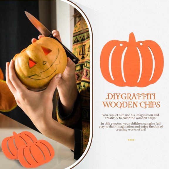 Masteelf  10 Pcs Halloween Wood Chips Thanksgiving Decorations Pumpkin
