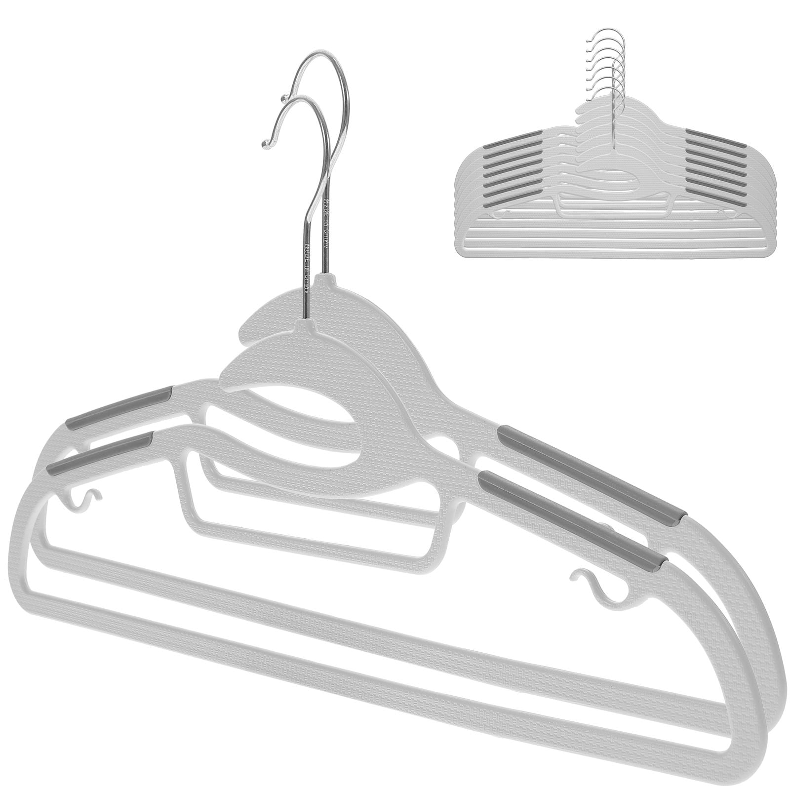 Masteelf  10 Pcs Hangers Heavy Duty with Clips Multiple Layers Baby Travel Grey